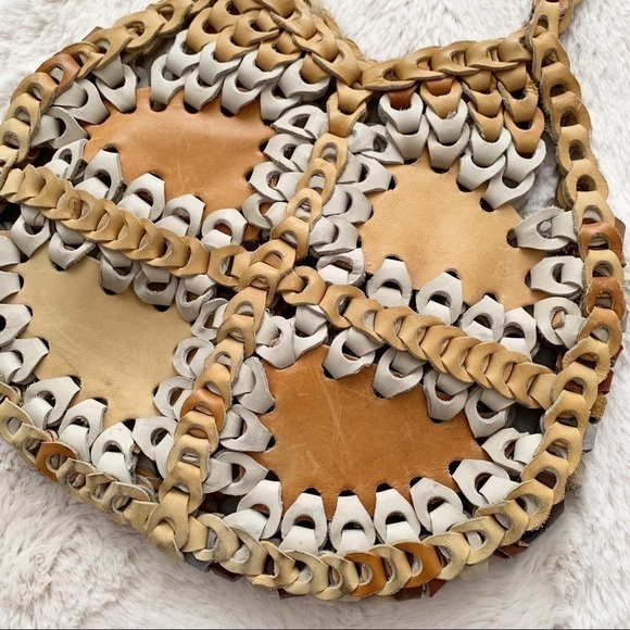 VINTAGE | 1970s Leather Chain Patchwork Shoulder Bag - Picture 3 of 12